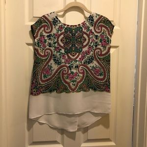 Dahlia Collection cap sleeve blouse EUC